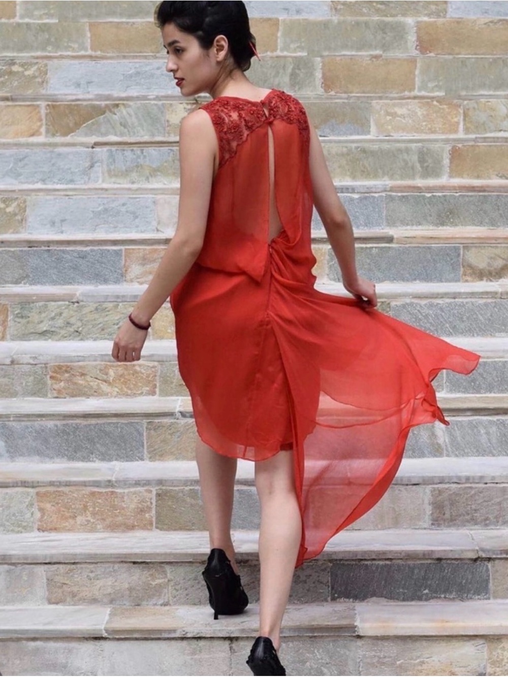 Free People Asymmetric Flowy Chiffon Dress 4